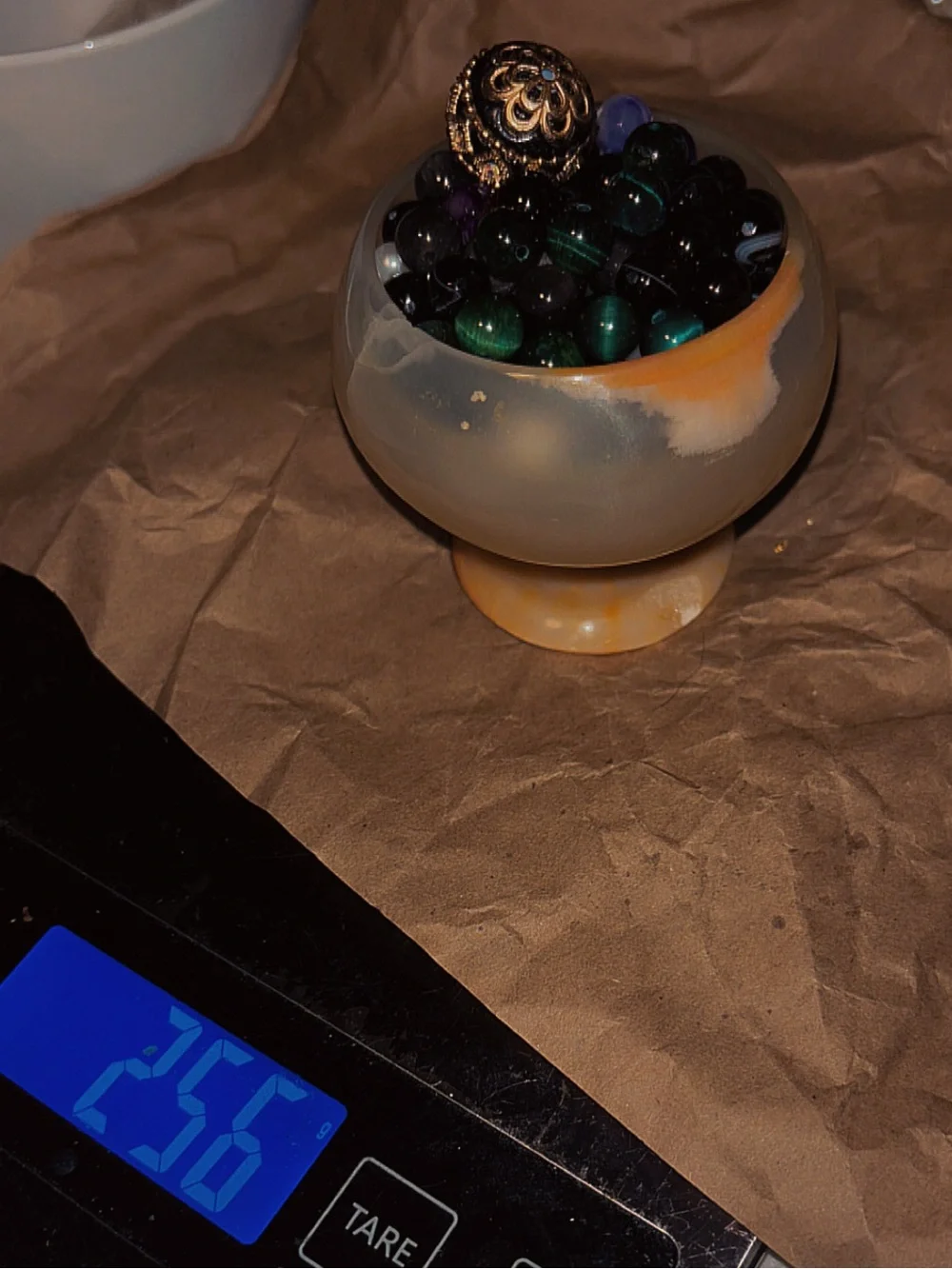 Genuine Gemstone Beads | Obsidian Amethyst Jade | Onyx Decorative Pedestal Bowl
